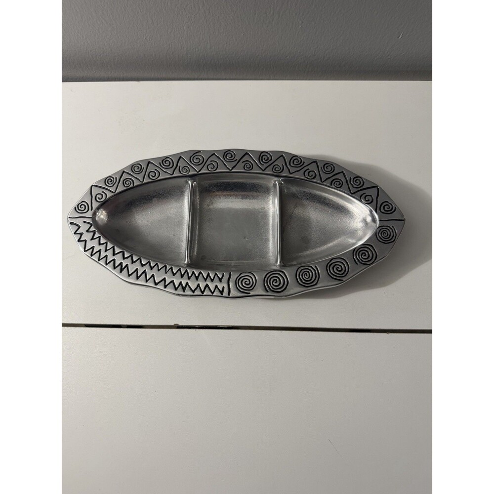 Vintage Wilton Armetale Reggae Divided Oval Serving Dish Pewter Serving Tray
